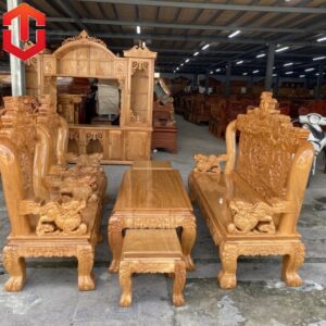 SALON NGHÊ 5 ĐẦU GÕ ĐỎ CỘT 12 6 MÓN
