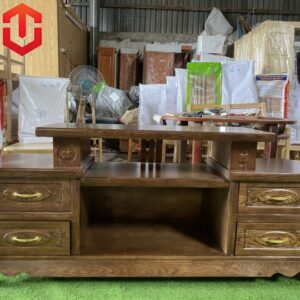 KỆ TIVI GỖ SỒI - KỆ THỚT SỒI LAU MÀU ÓC CHÓ 1M8