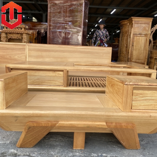 SOFA GÓC CHÂN THUYỀN GÕ ĐỎ VẾ TRÁI - Ảnh 4