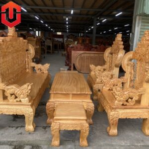 SALON RỒNG KHUỲNH GÕ ĐỎ CỘT 14 - 6 MÓN