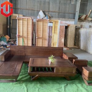 SOFA GÓC CHÂN THUYỀN SỒI MÀU ÓC CHÓ - VẾ TRÁI
