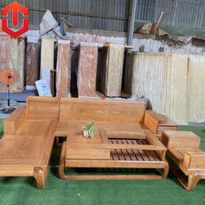 SOFA GÓC ĐÙI GÀ SỒI LAU MÀU HƯƠNG VÀNG - VẾ TRÁI
