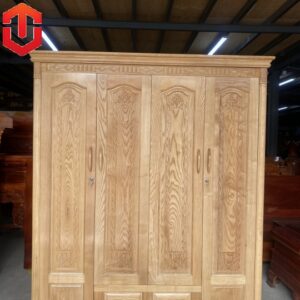 TỦ ÁO GỖ SỒI 4 CÁNH - MÀU TỰ NHIÊN