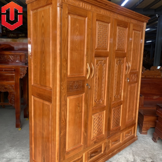 TỦ ÁO GỖ SỒI 4 CÁNH - MÀU CÁNH GIÁN - Ảnh 9