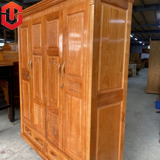 TỦ ÁO GỖ SỒI 4 CÁNH - MÀU CÁNH GIÁN - Ảnh 6