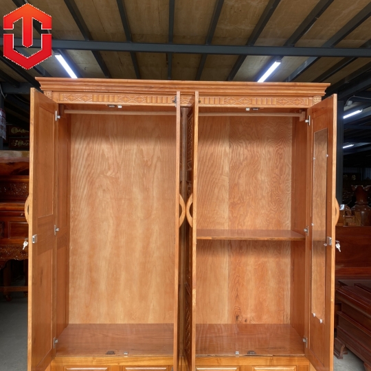 TỦ ÁO GỖ SỒI 4 CÁNH - MÀU CÁNH GIÁN - Ảnh 3
