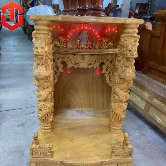 BÀN THỜ ÔNG ĐỊA GÕ ĐỎ 60 - CỘT 14 CÓ ĐÈN