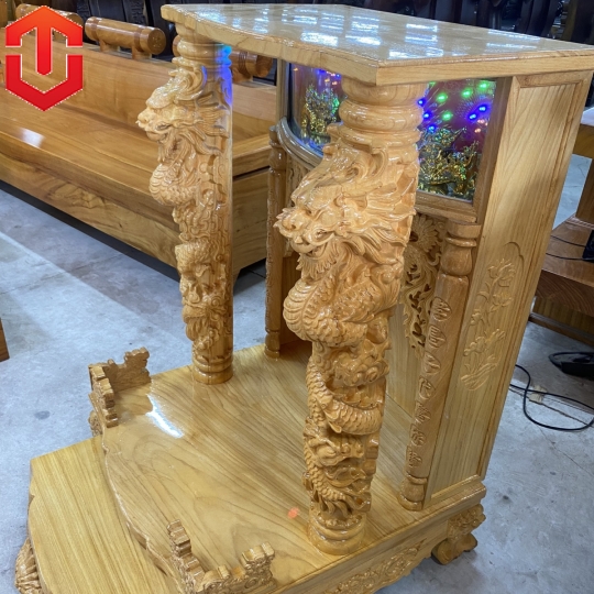BÀN THỜ ÔNG ĐỊA GÕ ĐỎ 60 - CỘT 14 CÓ ĐÈN - Ảnh 6