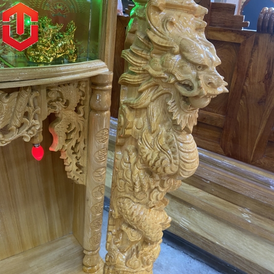 BÀN THỜ ÔNG ĐỊA GÕ ĐỎ 60 - CỘT 14 CÓ ĐÈN - Ảnh 3