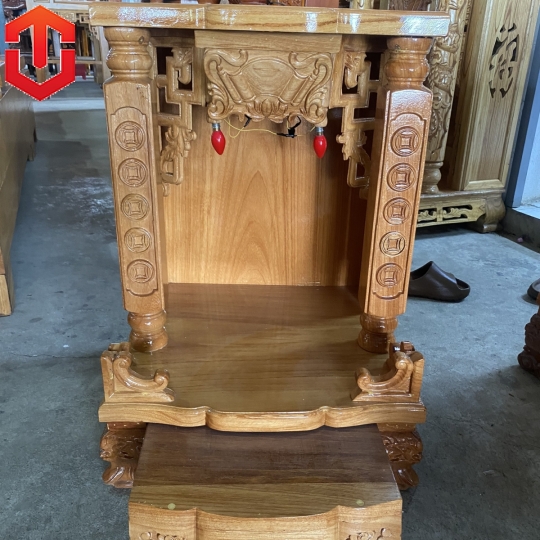 BÀN THỜ ÔNG ĐỊA GÕ ĐỎ CỘT VUÔNG 60CM - Ảnh 2