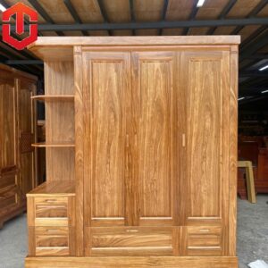 TỦ ÁO HƯƠNG XÁM 3 CÁNH + KỆ TRANG TRÍ VẾ TRÁI