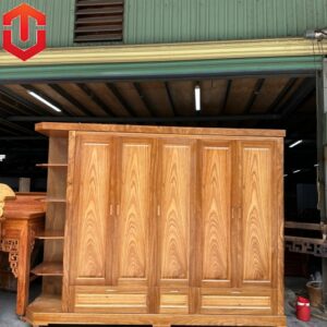 TỦ ÁO HƯƠNG XÁM 5 CÁNH + KỆ TRANG TRÍ 2m7