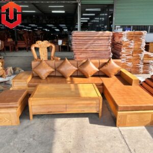 SOFA SỒI GÓC L CHÂN CUỐN SỒI LAU HƯƠNG - VẾ PHẢI